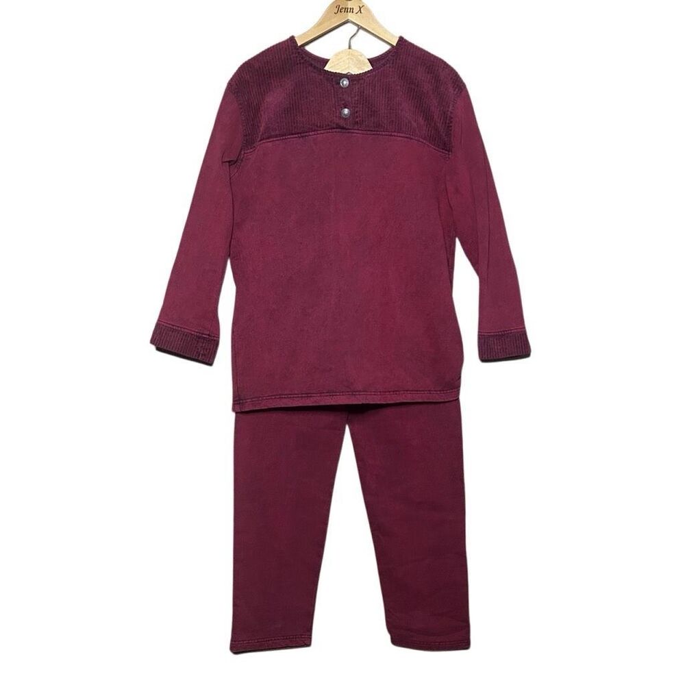 VTG Focus Maroon Long Sleeve Shirt Size S & Pull On Skinny Pants Pockets Stretch